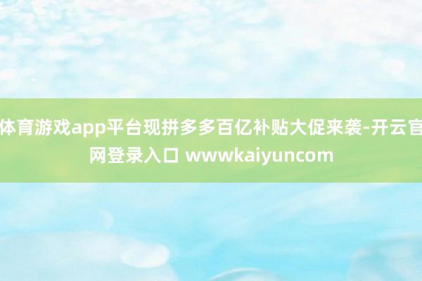 体育游戏app平台现拼多多百亿补贴大促来袭-开云官网登录入口 wwwkaiyuncom