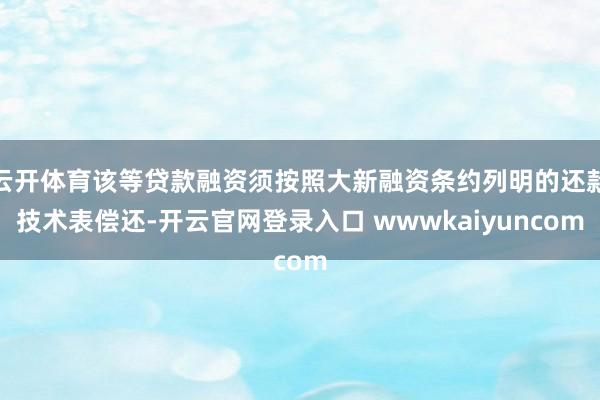 云开体育该等贷款融资须按照大新融资条约列明的还款技术表偿还-开云官网登录入口 wwwkaiyuncom