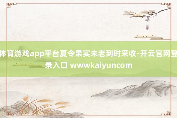 体育游戏app平台夏令果实未老到时采收-开云官网登录入口 wwwkaiyuncom