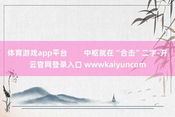 体育游戏app平台 中枢就在“合击”二字-开云官网登录入口 wwwkaiyuncom