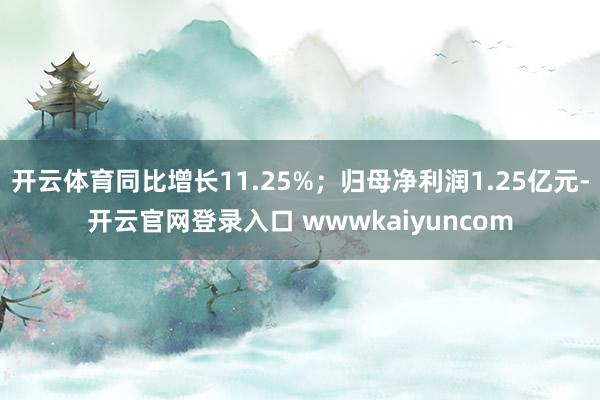 开云体育同比增长11.25%；归母净利润1.25亿元-开云官网登录入口 wwwkaiyuncom