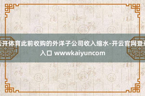 云开体育此前收购的外洋子公司收入缩水-开云官网登录入口 wwwkaiyuncom