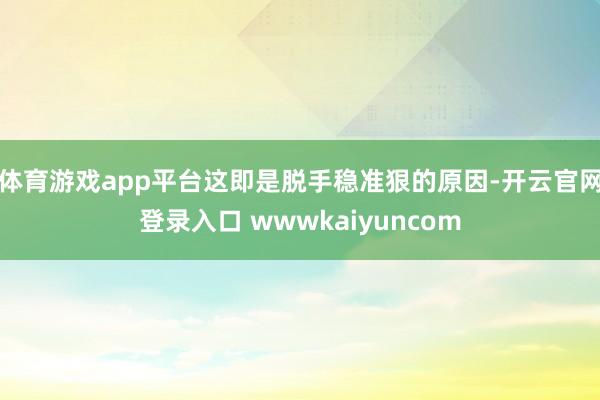 体育游戏app平台这即是脱手稳准狠的原因-开云官网登录入口 wwwkaiyuncom